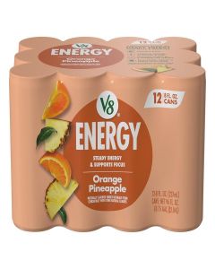 V8 Energy Orange Pineapple Energy Drink, 8 fl oz Can (12 Pack)