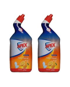 Apex Toilet Cleaner Lemon 750ml Promo Pack of 2 Disinfectant Deep Clean Toilet Bowl Cleaner Removes Tough Stains Fresh Citrus Value Pack 750 ML x 2, 1.5 L