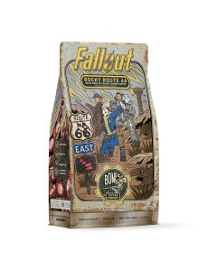 Bones Coffee Company Fallout Rocky Route 66, Rocky Road Flavored Coffee, Medium Roast Low Acid Arabica Beans Compatible with Auto drip and French Press Coffee Maker, 12 Oz Ground