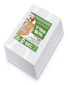 GBEX 100 Professional Vacuum Sealer Bags 17 x 25 cm for All Vacuum Sealer & Food Sealer Bags, Structured Bags, Vacuum Safe, Freezer Bags, BPA Free (Transparent) (17 x 25 cm)