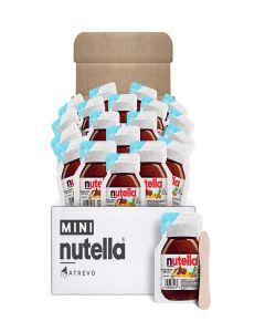 Nutella Mini Cups – 20 Single Serve Snack Packs (0.52 oz Each) + 20 Wooden Spoons - Valentines Chocolate Treats, Coworker Gift Ideas, Snacks, Back to School.