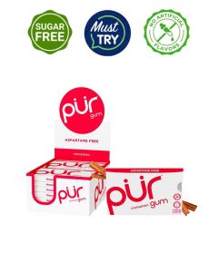 PUR Gum / Aspartame Free Chewing Gum / 100% Xylitol / Natural Cinnamon Flavored Gum, 9 Pieces (Pack of 12)