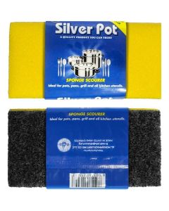Silver Pot Kitchen Sponge & Scourer – 13cm Dual-Purpose Cleaning Sponge for Pots, Pans, Kitchen Utensils, and Delicate Surfaces