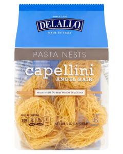 DeLallo Capellini Egg Pasta Nests - Angel Hair Long-Cut Pasta, 8.8oz Bag
