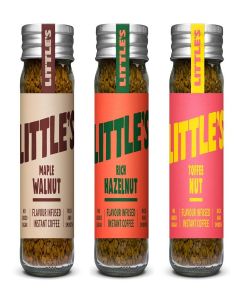 Little’s Flavored Instant Coffee Nut Lovers Gift Set of 3 - Maple Walnut, Toffee Nut, Rich Hazelnut - No Added Sugar, Freeze-Dried Instant Coffee, 3 x 1.76 oz Jars, Total 42 Servings