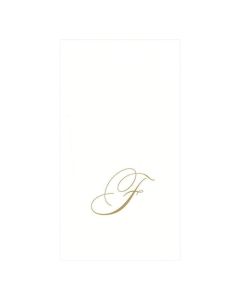Caspari 2900GGF White Pearl Paper Linen Guest Towels Monogram Initial F Pack of 24
