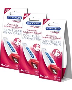 KANDISIN Classic Calorie-Free Sweetener Tablets Dispenser - 3 Boxes of 100 Tablets Each for Coffee and Tea