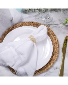 Handmade Cloth Napkins Set of 6 100 Cotton Dinner Napkins with Fringe 18 x 18 Inch Reusable Soft Napkins for PartyWeddingsChristmasThanksgiving DayHalloween CelebrationWhite