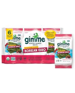 Gimme Seaweed Organic Premium Roasted Seaweed Snacks Korean BBQ 6 Count Keto Vegan GlutenFree Great Source of Omega3s and Iodine Healthy OnTheGo Snack for Kids and Adults
