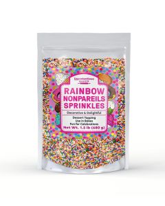 Rainbow Nonpareils Sprinkles By Unpretentious Baker 15 lb Round Sprinkles Gluten Free Clear Resealable Bag