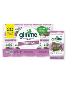 Gimme Seaweed Organic Premium Roasted Seaweed Snacks Teriyaki 20 Count Keto Vegan GlutenFree Great Source of Omega3s and Iodine Healthy OnTheGo Snack for Kids and Adults