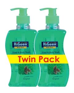 HiGeen Antiseptic Hand & Body Wash With Pump Wavy (Original Pine) 500 ml (Twin Pack)