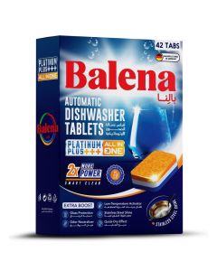 BALENA Platinum Plus Automatic Dishwasher Tablets - All-In-One Powerful Cleaning, Brilliant Shine & Grease Removal - German Quality - 42 Tablets
