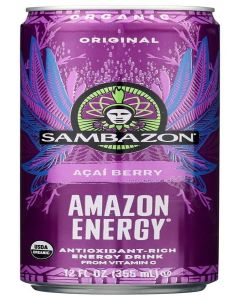 Sambazon Organic Amazon Energy Drink, Original Acai Berry, USDA Certified Organic, Vegan, Gluten Free & Non-GMO, 12 Fluid Ounce (Pack of 12)