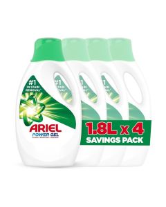 Ariel Automatic Power Gel Laundry Detergent, Original Scent, 4 x 1.8L Case Pack