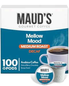 Mauds Decaf Medium Roast Coffee Pods 100 ct Decaffeinated Single Serve Pods 100 Arabica Coffee Compatible with Keurig K Cups Maker