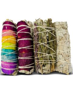 Bholi Sage Plus Sage Smudge kit Rosemary Lavender White Sage Rose with White Sage Sustainably Sourced from California Dried Sage Sticks for Home Cleansing Blessing