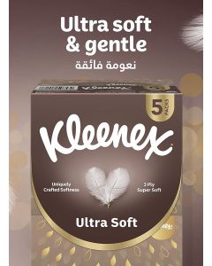 Ultra Soft Premium Facial Tissues, Pack of 5 Boxes 96 Sheets X 3 Ply