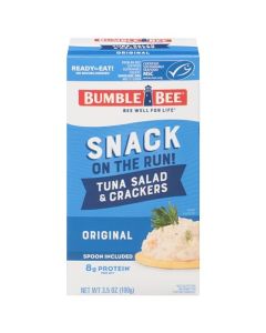 Bumble Bee Snack On The Run Protein Snack Pack 8g Protein per Box Original Tuna Salad with Crackers Kit Ready to Eat EasyOpen Can Wild Caught MSCCertified Tuna Pack of 1