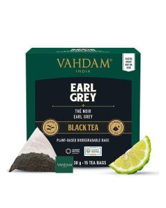 Earl Grey Black Tea Bags 15 Count High Caffeine Citrusy Bergamot Individually Wrapped