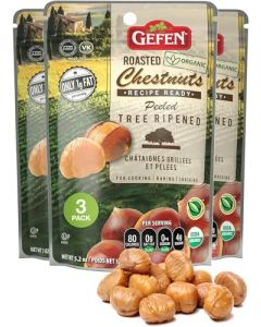 Gefen Organic Whole Peeled and Roasted Chestnuts 3oz 3 Pack Chestnuts Peeled and Ready to Eat Great for Cooking Baking Gluten Free Kosher