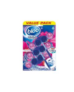 Solid Toilet Rim Block Colour Active Blue Fresh Flower / 4 In 1 Toilet Cleaners With Anti-Limescale, Cleaning Foam, Dirt Protection And Extra Freshness / Pack Of 3, 3X50G