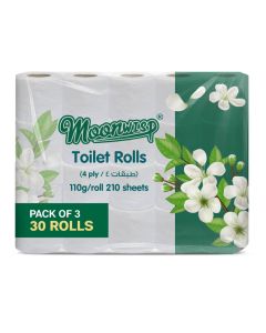 Moonwisp Premium 4 Ply Ultra Soft Toilet Paper, 30 Rolls x 115 Sheets – Extra Absorbent & Strong Toilet Tissue Roll for Everyday Comfort (Pack of 30 Rolls)