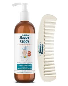 Happy Cappy Medicated Cradle Cap Shampoo & Shower Gel with Comb - Anti-Dandruff Shampoo for Babies, Helps Babies with Seborrheic Dermatitis, Reduces Flaking, Dermatologist Tested, Without