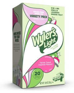 Wyler's Light Singles to Go Variety Pack - Sugar Free Water Drink Mix with Kiwi Lime, Vanilla, Lavender, and Dragon Fruit Flavors, 20 Count