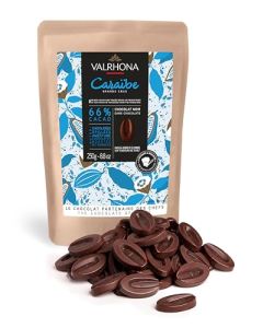 Valrhona Dark French Semisweet Chocolate Discs for Baking Feves Premium CARABE 66 Cacao Grand Cru Blend Better than Chocolate Chips Perfect For Cookies Cakes Mousses Frostings Hot Chocolate
