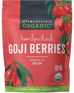 Viva Naturals Organic Dried Goji Berries 2 lb 907 g NonGMO Vegan Wolfberries Perfect for Goji Berry Tea Smoothies Baking Snacking