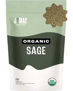 J Mac Botanicals Organic Rubbed Sage - 4 oz, Certified USDA Organic