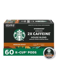 Starbucks KCup Coffee Pods Medium Roast Coffee With 2X Caffeine House Blend For Keurig Coffee Makers 100 Arabica 6 Boxes 60 Pods Total