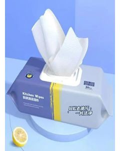 [Pack Of 1]Kitchen Wipes 80Pcs Disposable Kitchen Wet Tissue Cleaning Degreasing Tisu Heavy Oil Household Cleaning Cloth Oil Removal Wiping Wipe's for Range Hood Table, Kitchen, Car, Office
