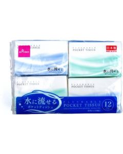 Daiso Flushable Pocket Tissues, Blue & Green (12 Pcs)