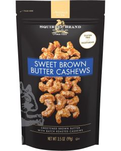 Squirrel Brand Sweet Brown Butter Cashews - 3.5 Ounce Resealable Bag, Gluten Free and Vegetarian Snack