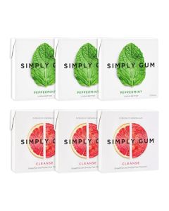 SIMPLY Gum Peppermint and Grapefruit Cleanse Variety Pack PlasticFree Natural Chewing Gum 6 Pack 90 Pieces Vegan Kosher Non GMO Aspartame Free and Sorbitol Free
