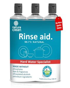 Nature Clean Dishwasher Rinse Aid Cleaner Non-Toxic Unscented 8oz (3 Pack)