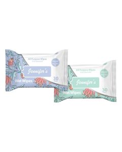 Jennifer’s All-Purpose Wipes Twin Pack - (Blue & Green) - Antibacterial Multipurpose Wipes for Hands, Surfaces & Travel - Fresh Fragrance