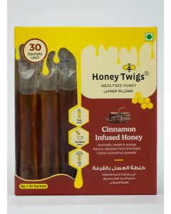 Honey Twigs Cinnamon Infused Honey 240gms (30x8g Single Sachets) / Real Ceylon Cinnamon infused with Multifloral Honey