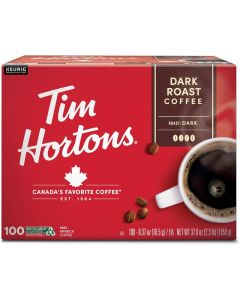 Tim Hortons Dark Roast Coffee, Single-Serve K-Cup Pods, 100 Count for Keurig Brewers