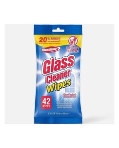 Power House Streak Free Glass Cleaner Wipes 42 Count Multi Surface Cleaning Wipes for Glass Mirrors Windows Quick Dry Anti Streak Formula Household Cleaning Disposable Wipes