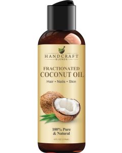 Handcraft Blends Fractionated Coconut Oil 4 Fl Oz 100 Pure and Natural Premium Grade Carrier Oil for Skin and Hair Hair and Body Massage