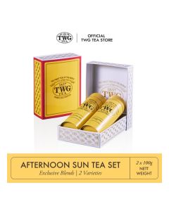 Afternoon Sun Tea Set in Modern Tea Tin Gift Box - Golden Earl Grey, Geisha Blossom Tea (2 x 100g)