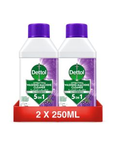 Dettol Washing Machine Cleaner 5-in-1, 250ml Lavender, Detergent Drawer & Laundry Drum Descaler, Pack of 2