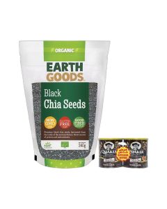 Organic Gluten-Free Black Chia Seeds 340grams & Healthy Oats 500grams Pack of 2 Bundle