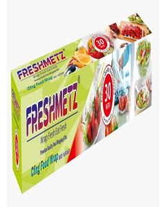 FRESHMETZ Cling Film Wrap 30 Mtr / BPA Free, Biodegradable Food Wrapping Roll / Transparent Non-Stick Cling Sheet for Kitchen Storage, Refrigerator & Microwave Safe Use / Pack of 1