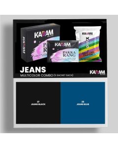 Kadam Pakka Rang Fabric Dye Multicolour 50g Pack Includes DyFix Color Fixer Permanent Fabric Dyes for Old Faded Jeans and Clothes kadam_5Jeans