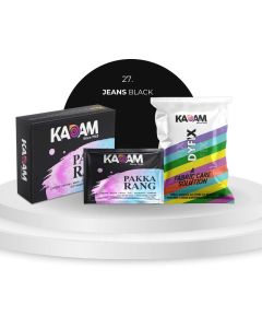 Kadam Pakka Rang Fabric Dye Colour Jeans Black 25g Pack Includes DyFix Color Fixer Permanent Fabric Dyes for Old Faded Jeans and Clothes