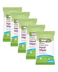 Boogie Antibacterial Hand Wipes Alcohol Free Hypoallergenic and Moisturizing Aloe For Kids and Adults 30 Wipes Pack of 2